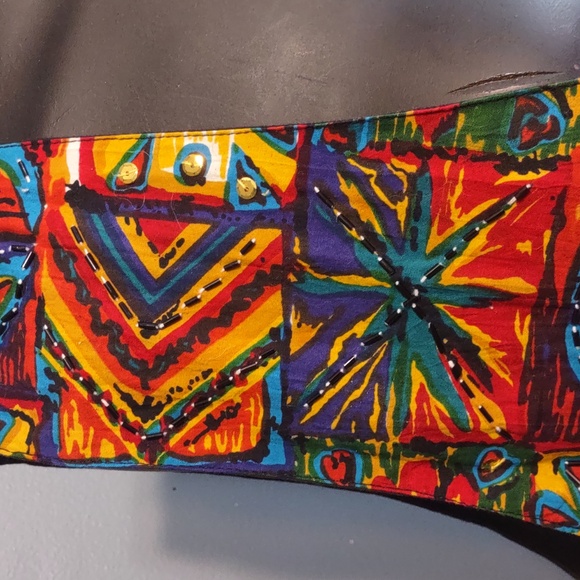 Carolina Colours Artsy Bohemian Chic Vest Women's Sz L Colorful Elements Sequins - Picture 7 of 13